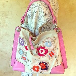 COPY - Bcbg canvas/vegan leather embroidered stud…